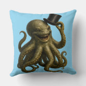 Octopus in top hat, whimsical, nautical art print kussen (Achterkant)