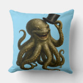 Octopus in top hat, whimsical, nautical art print kussen (Voorkant)