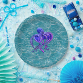 Octopus in water papieren bordje