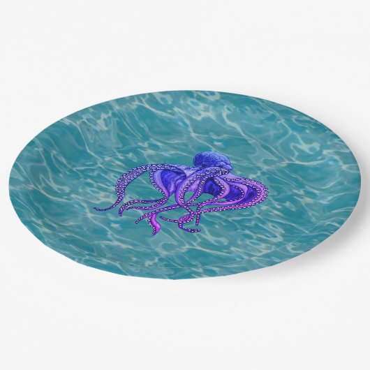Octopus in water papieren bordje (Gekanteld)