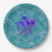 Octopus in water papieren bordje (Voorkant)