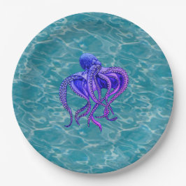 Octopus in water papieren bordje
