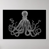 octopus in zwart-wit Poster (Voorkant)