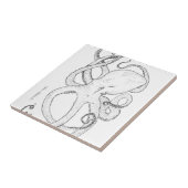 Octopus Ink Tekening zwart-wit Tegeltje (Zijkant)