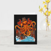 Octopus Japans Monster Thanksgiving Dag Herfst Aut Kaart (Gele Bloem)