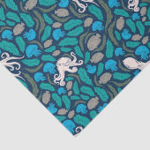 Octopus Jellyfish Blauwgroen Blauw Patroon Tissuepapier (Detail)