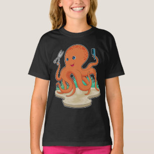 Octopus kapper schaar t-shirt