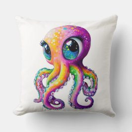Octopus Kawaii-stijl met grote sprankelende ogen. Kussen