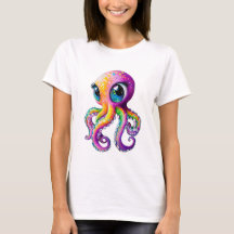 Octopus Kawaii-stijl met grote sprankelende ogen.