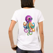 Octopus Kawaii-stijl met grote sprankelende ogen. T-shirt (Achterkant)