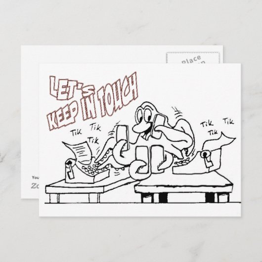 Octopus "Keep In Touch"-kleurend Bord Briefkaart (Voorkant / Achterkant)