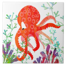 Octopus keramische Tegel (6 inch vierkant)