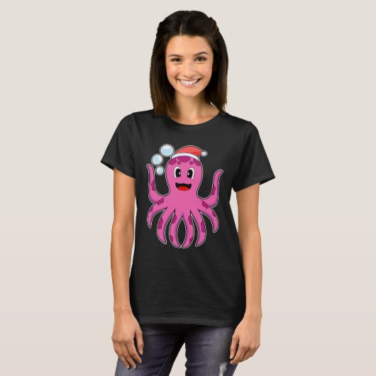 Octopus Kerst Kerst pet T-shirt (Voorkant volledig)
