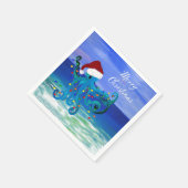 Octopus Kerst Vakantiefeest papieren servetten (Hoek)