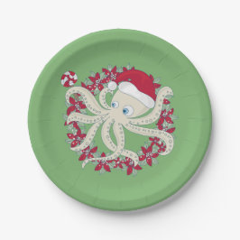 octopus kerstman kerstkrans poinsettia papieren bordje