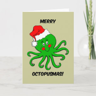 Octopus Kerstmis Feestdagen Kaart