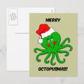 Octopus Kerstmis Feestdagenkaart (Voorkant / Achterkant)
