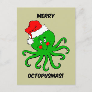 Octopus Kerstmis Feestdagenkaart