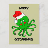 Octopus Kerstmis Feestdagenkaart (Voorkant)
