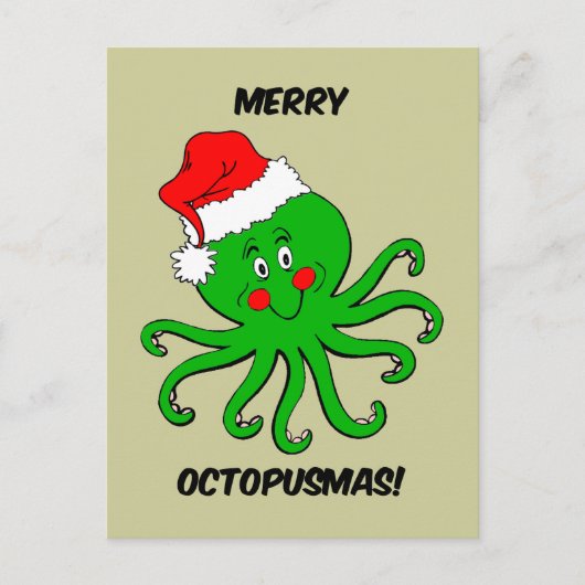 Octopus Kerstmis Feestdagenkaart (Voorkant)