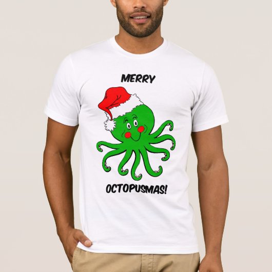 Octopus Kerstmis T-shirt (Voorkant)