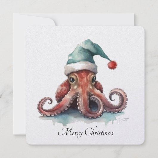 Octopus Kerstvreugd, op maat gemaakt Feestdagenkaart (Voorkant)