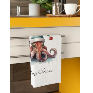 Octopus Kerstvreugde, op maat Theedoek