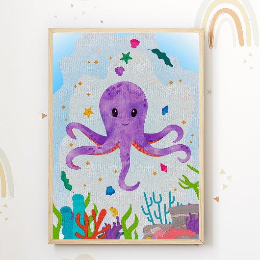 Octopus-kinderkamerprint Dierenkinderkamerposter Poster