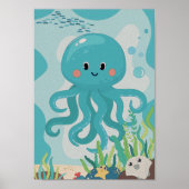 Octopus-kinderkamerprint Kinderkamerposter Poster (Voorkant)