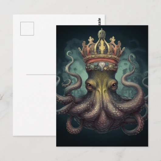 Octopus King Fantasy Briefkaart (Voorkant / Achterkant)