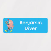 Octopus knuffelt duiker cartoon humor gepersonalis labels (Design 2)