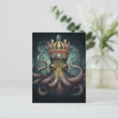 Octopus Koning Fantasie Briefkaart (Staand voorkant)