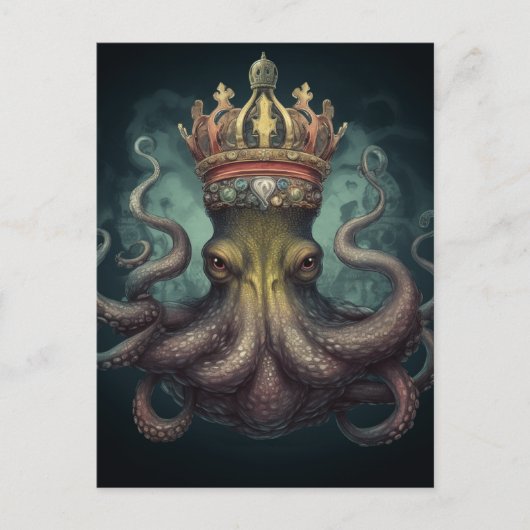 Octopus Koning Fantasie Briefkaart (Voorkant)