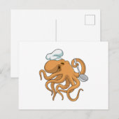 Octopus Kook Chef hoed Briefkaart (Voorkant / Achterkant)