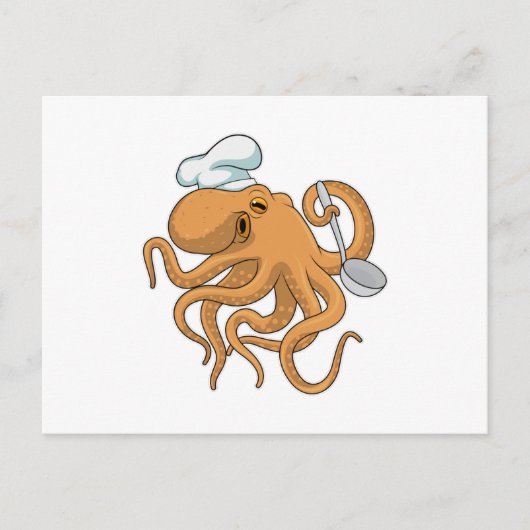 Octopus Kook Chef hoed Briefkaart (Voorkant)