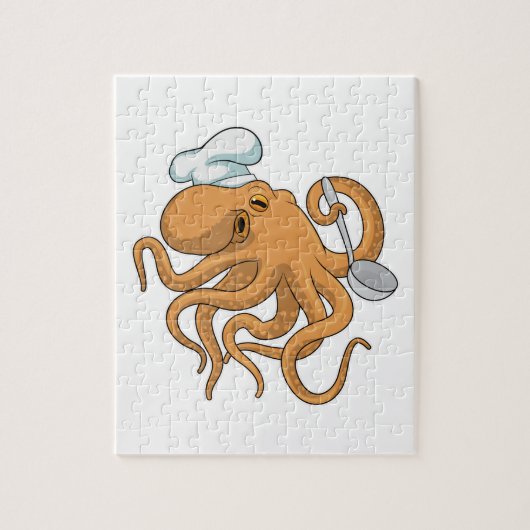 Octopus Kook Chef hoed Legpuzzel (Verticaal)