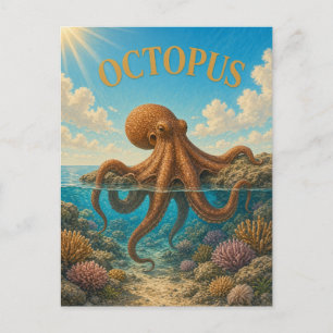 Octopus Koraalrif Aquarel GeoSaga Briefkaart
