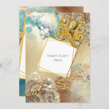 Octopus koraalrif aquarel mariene nautische