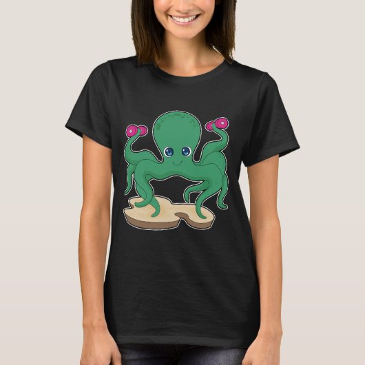 Octopus krachttraining Dumbbells T-shirt (Voorkant)