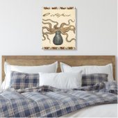 Octopus Kraken Antiek Kust Mariene Wilde Dieren Canvas Afdruk (Insitu (Slaapkamer))