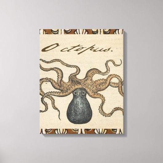 Octopus Kraken Antiek Kust Mariene Wilde Dieren Canvas Afdruk (Voorkant)