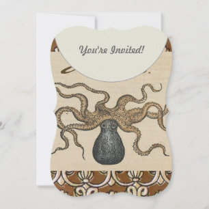 Octopus Kraken Antiek Kust Mariene Wilde Dieren Kaart