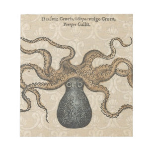 Octopus Kraken Antiek Kust Mariene Wilde Dieren Notitieblok