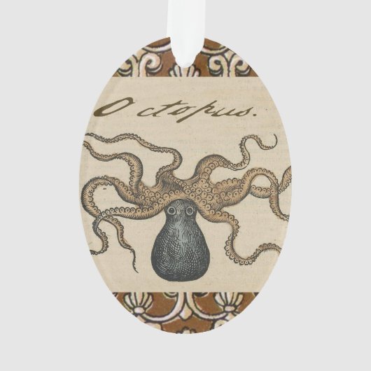 Octopus Kraken Antiek Kust Mariene Wilde Dieren Ornament (achterkant)
