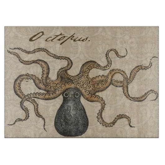 Octopus Kraken Antiek Kust Mariene Wilde Dieren Snijplank (Voorkant)