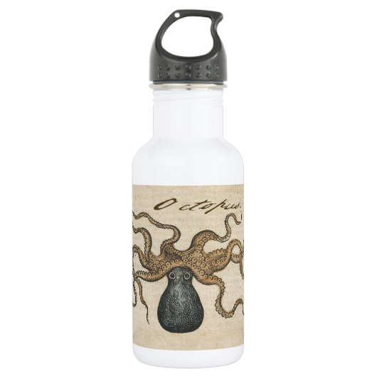 Octopus Kraken Antiek Kust Mariene Wilde Dieren Waterfles (Voorkant)