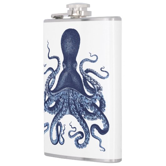 Octopus, Kraken, , gegraveerd, nautisch, ma Heupfles (Links)
