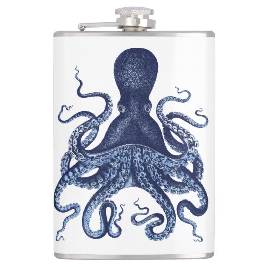 Octopus, Kraken, , gegraveerd, nautisch, ma Heupfles (Voorkant)