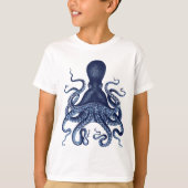 Octopus, Kraken, , gegraveerd, nautisch, ma T-shirt (Voorkant)