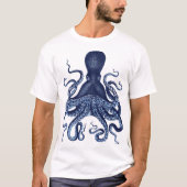 Octopus, Kraken, , gegraveerd, nautisch, ma T-shirt (Voorkant)